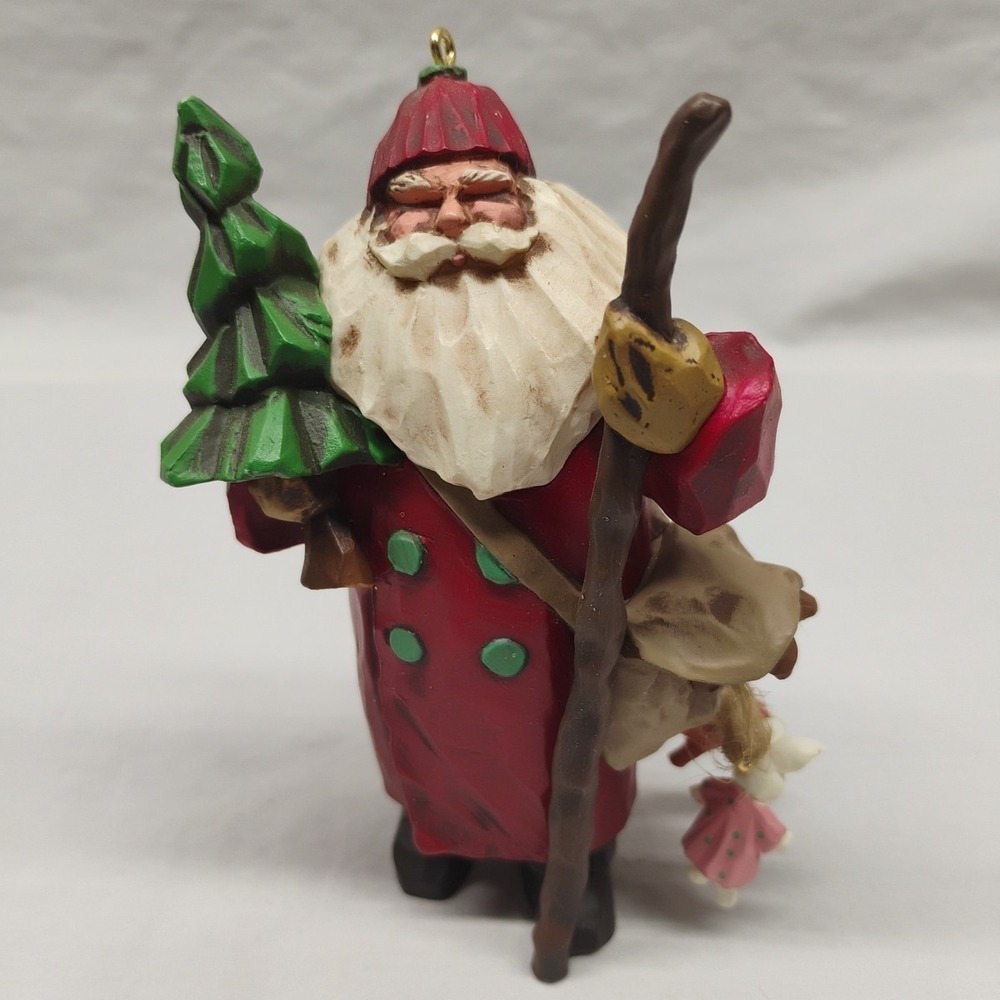 Hallmark Christmas Ornament 1998 SANTA‎ CLAUS Happy Christmas To All Folk Art